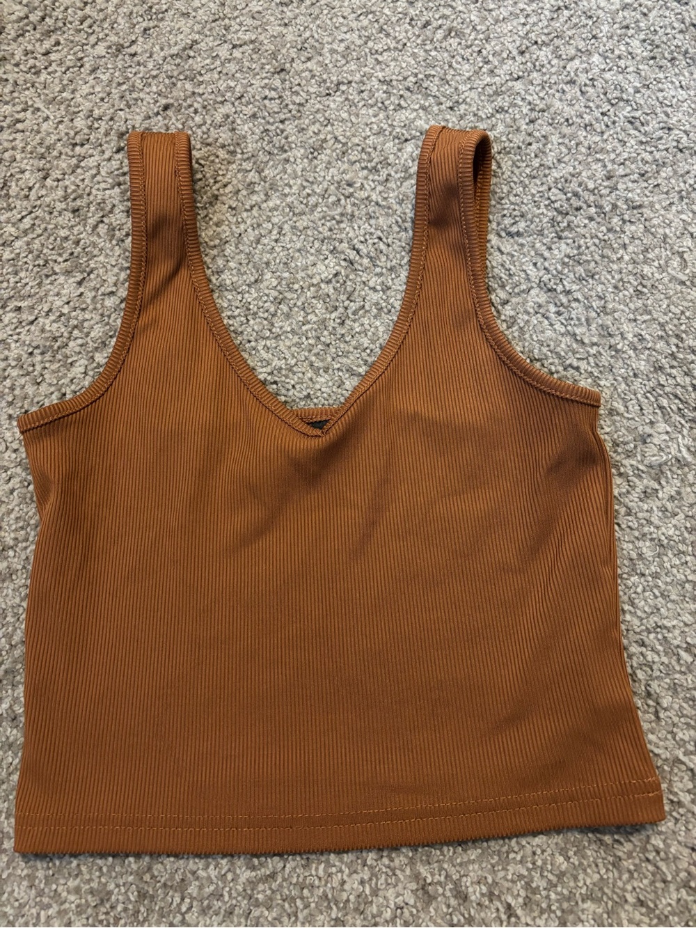 SHEIN Ribbed V-Neck Cropped Tank Top - Rust